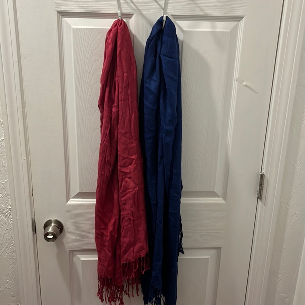 Red and navy scarves